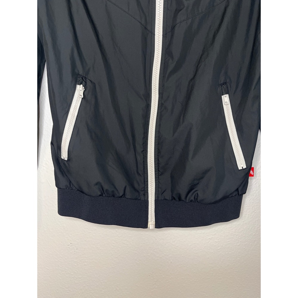 Nike Windrunner Jacket Y2K Black White Logo Hooded Zip Up Athletic Women's Small - Picture 3 of 6